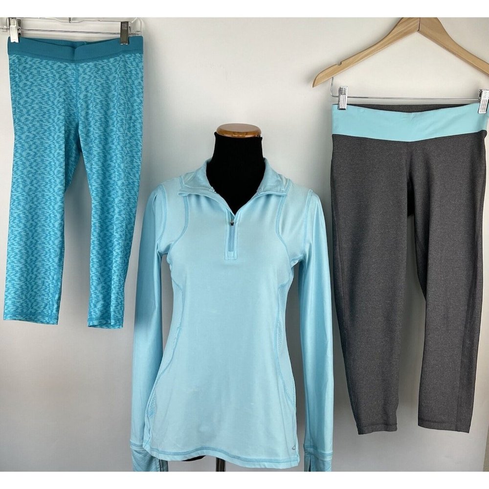 Champion Womens Pullover & 2 Cropped Leggings Athletic Blue Gray Size Small